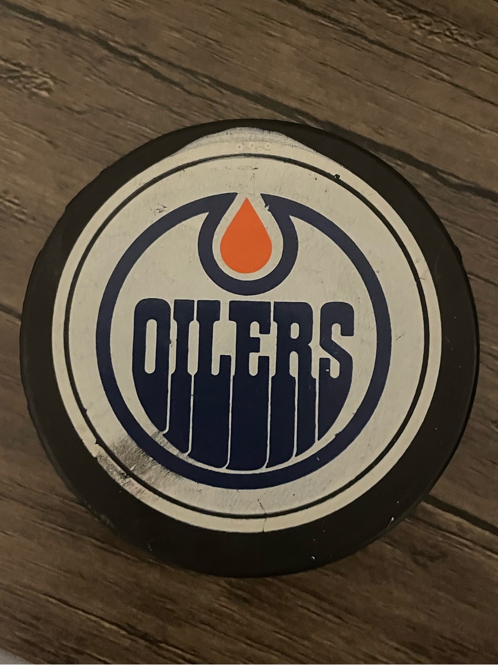 Edmonton Oilers Hockey Puck - Navy, Orange, White